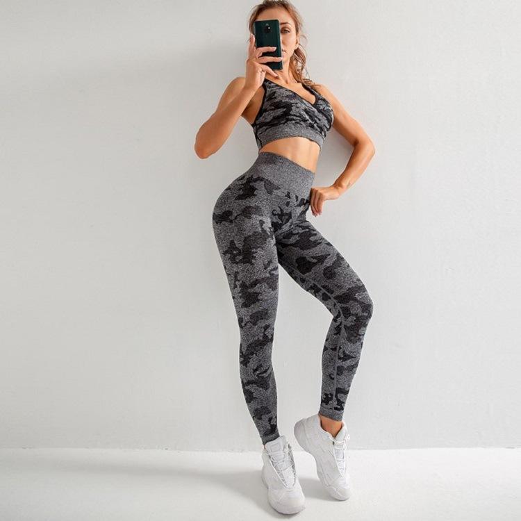 3pcs Women Carmful Camo Yoga Set